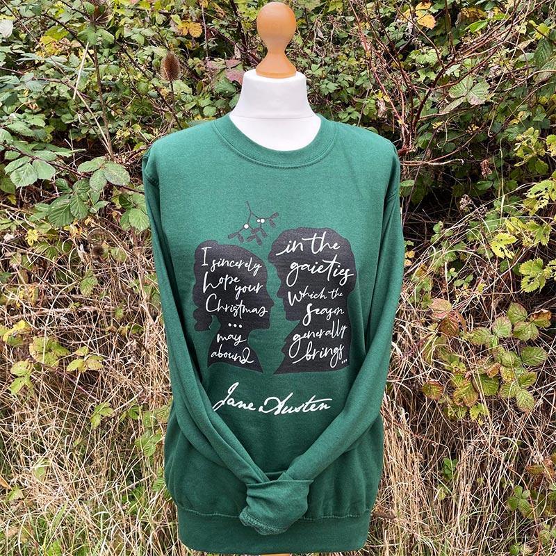 Jane Austen Christmas Sweater - Green | Exclusive Collection - JaneAusten.co.uk