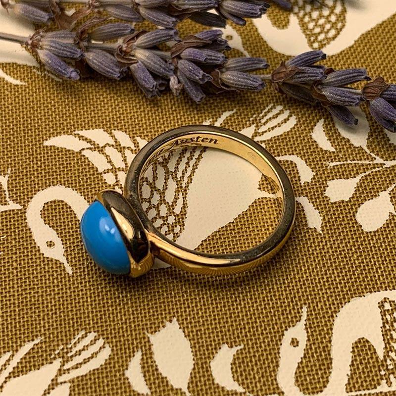 Jane Austen's Ring Replica crafted in 9ct Gold and Turquoise - JaneAusten.co.uk