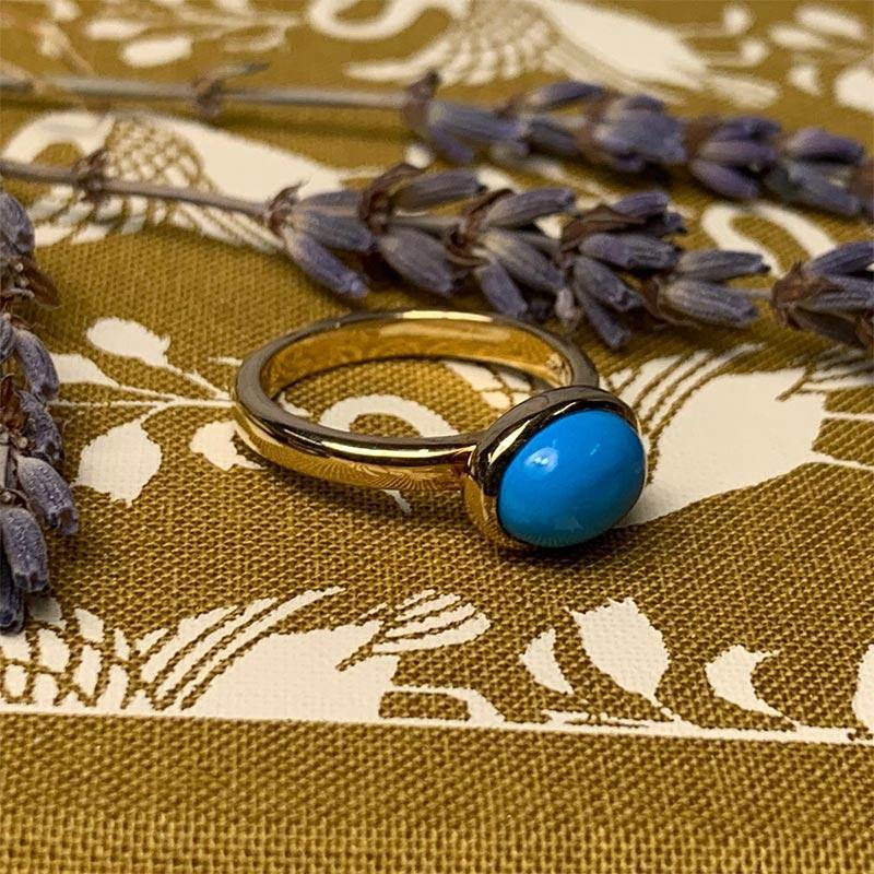 Jane Austen's Ring Replica crafted in 9ct Gold and Turquoise - JaneAusten.co.uk