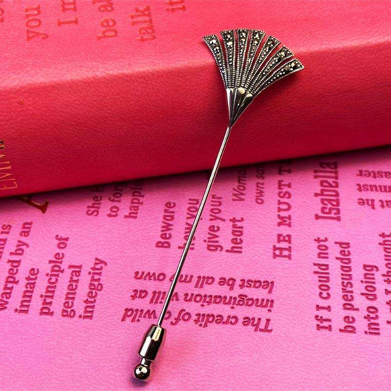 Jane Austen Regency Hat Pin - Silver and Marcasite