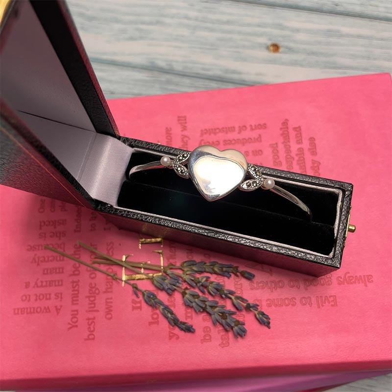Jane Austen Silver, Marcasite and Freshwater Pearl Personalised Bracelet