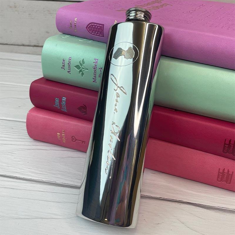 Jane Austen Hip Flask - Pewter | Exclusive Collection - JaneAusten.co.uk