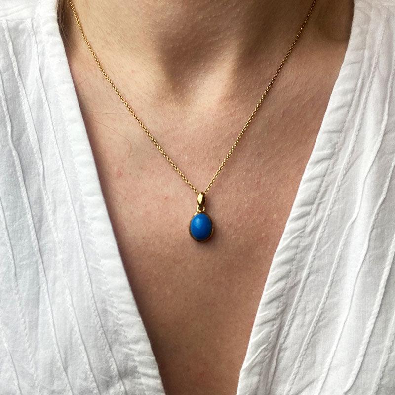 Jane Austen Pendant Necklace - Beautiful Gold and Turquoise - JaneAusten.co.uk