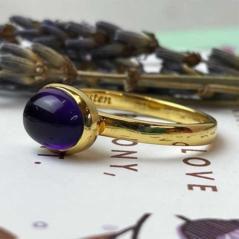 Exclusive Amethyst and Gold Plated Silver Eliza Ring