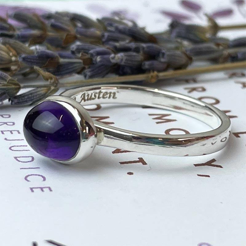 Eliza Ring - Amethyst and Silver | Exclusive Collection - JaneAusten.co.uk