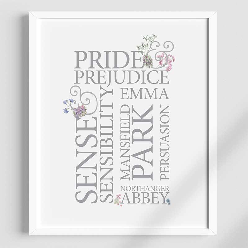 Jane Austen's Book Titles A4 Typography Print