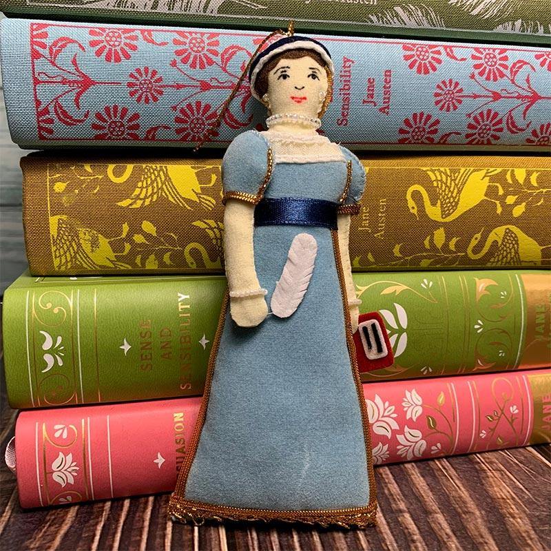 Jane Austen Doll Decoration in front of books