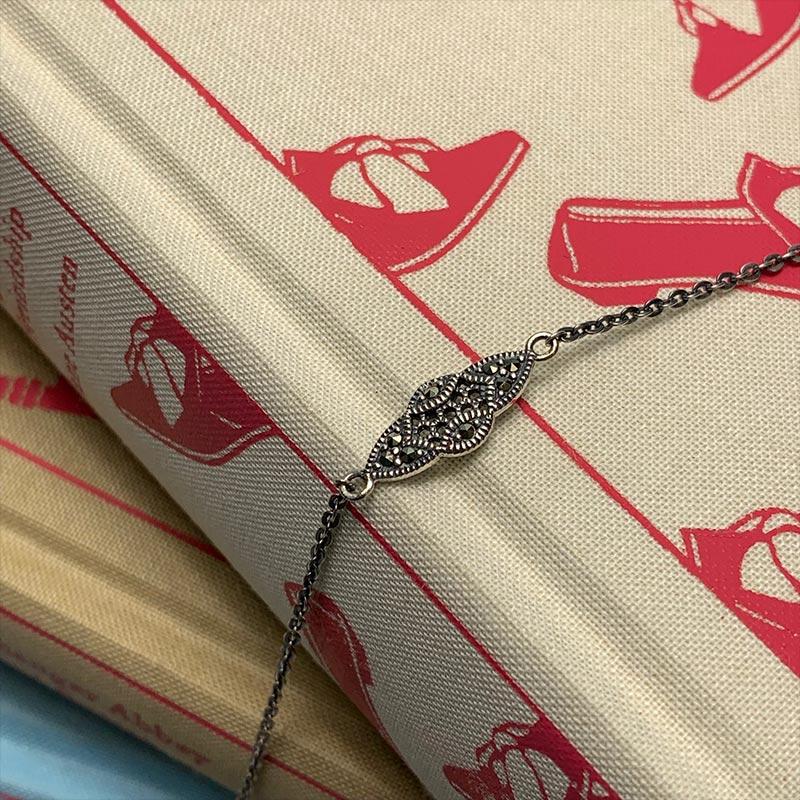 Elinor Marcasite and Silver Long Necklace - JaneAusten.co.uk