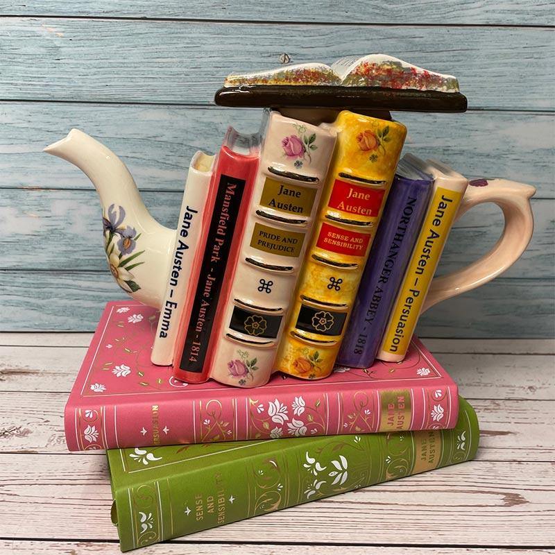 Exclusive Handmade Jane Austen Teapot - Stacked Novels