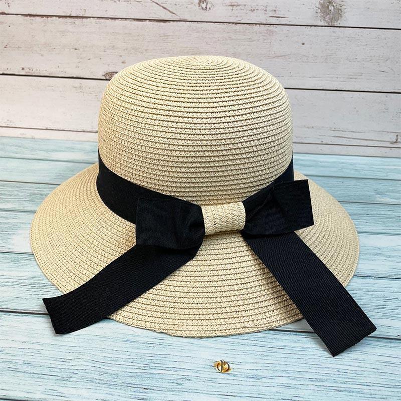 Folding Sun Hat with Ribbon and Travel Bag