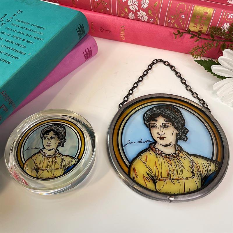 Jane Austen Hand Painted 'Stained Glass' Paperweight