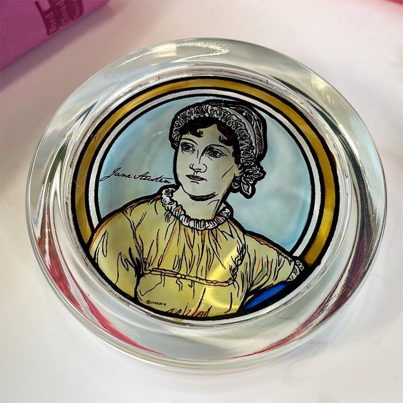 Jane Austen Hand Painted 'Stained Glass' Paperweight