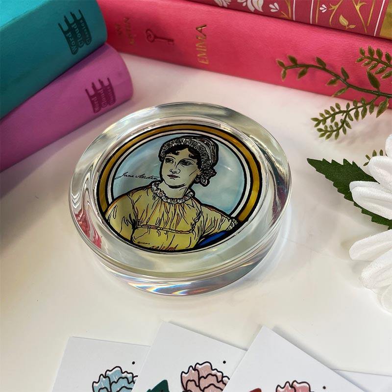 Jane Austen Ornament - Hand Painted 'Stained Glass' Paperweight - JaneAusten.co.uk