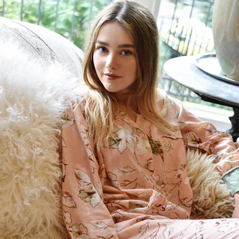 Georgina Ladies Pyjamas - Peach Blossom - JaneAusten.co.uk