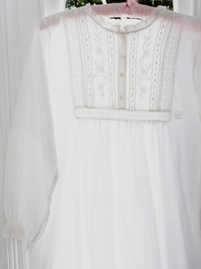Polo Long Sleeve Cotton Regency Nightdress - JaneAusten.co.uk