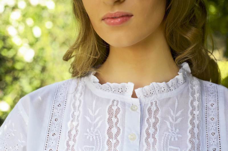 Short-Sleeved Cotton Regency Nightdress - Emma - JaneAusten.co.uk