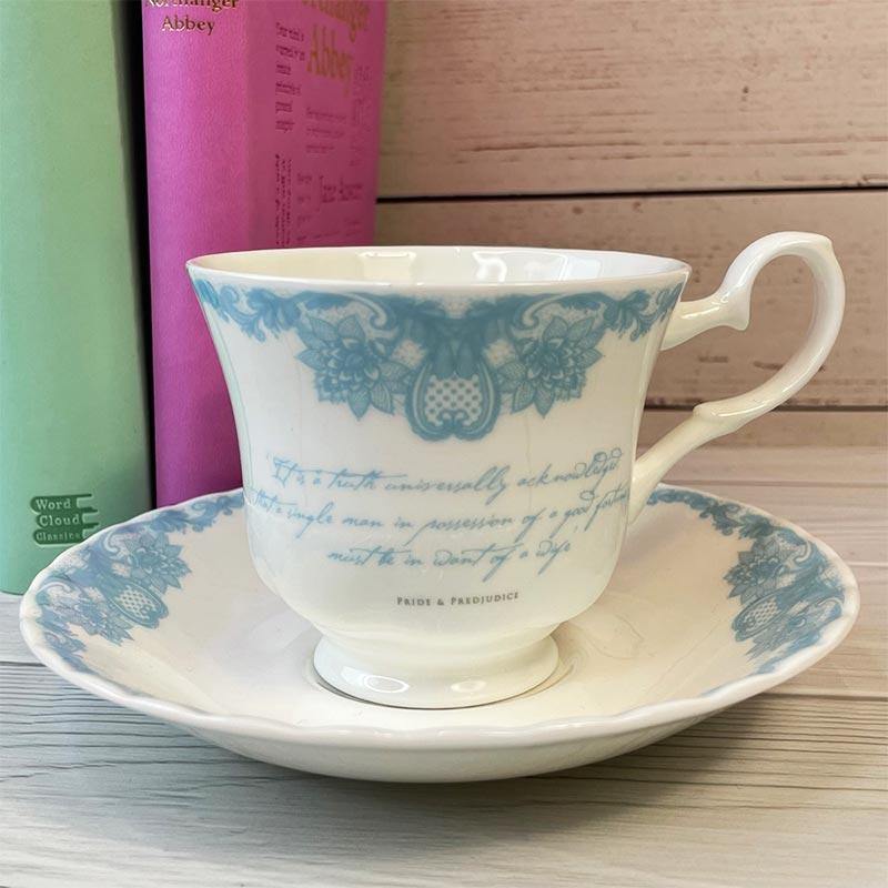 Jane Austen Bone China Teacup And Saucer - Pride And Prejudice | Exclusive Collection - JaneAusten.co.uk