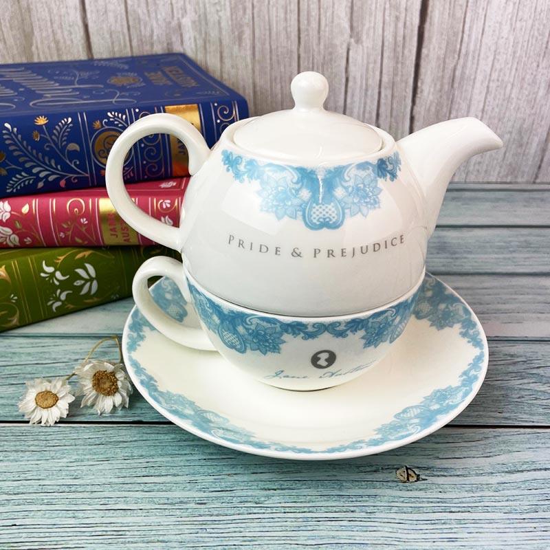 Jane Austen Bone China Tea Set For One - Pride and Prejudice Design | Exclusive Collection