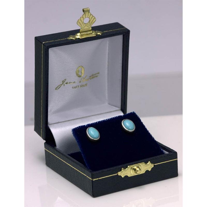 Beautiful Silver and Turquoise Stud Jane Austen Earrings - JaneAusten.co.uk