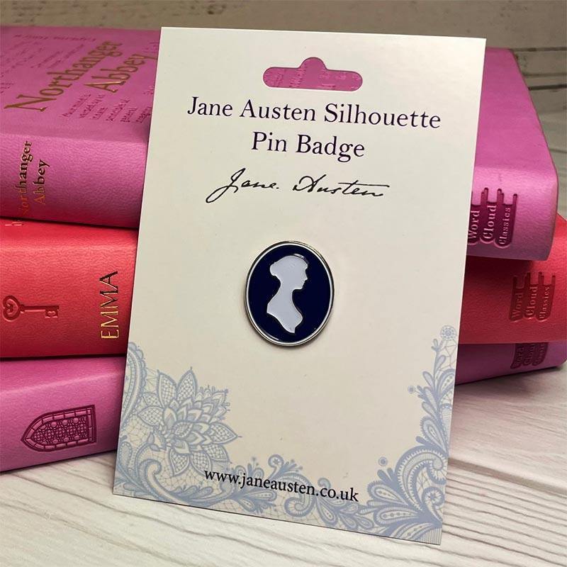 Jane Austen Badge - Silhouette Silver Design | Exclusive Collection - JaneAusten.co.uk