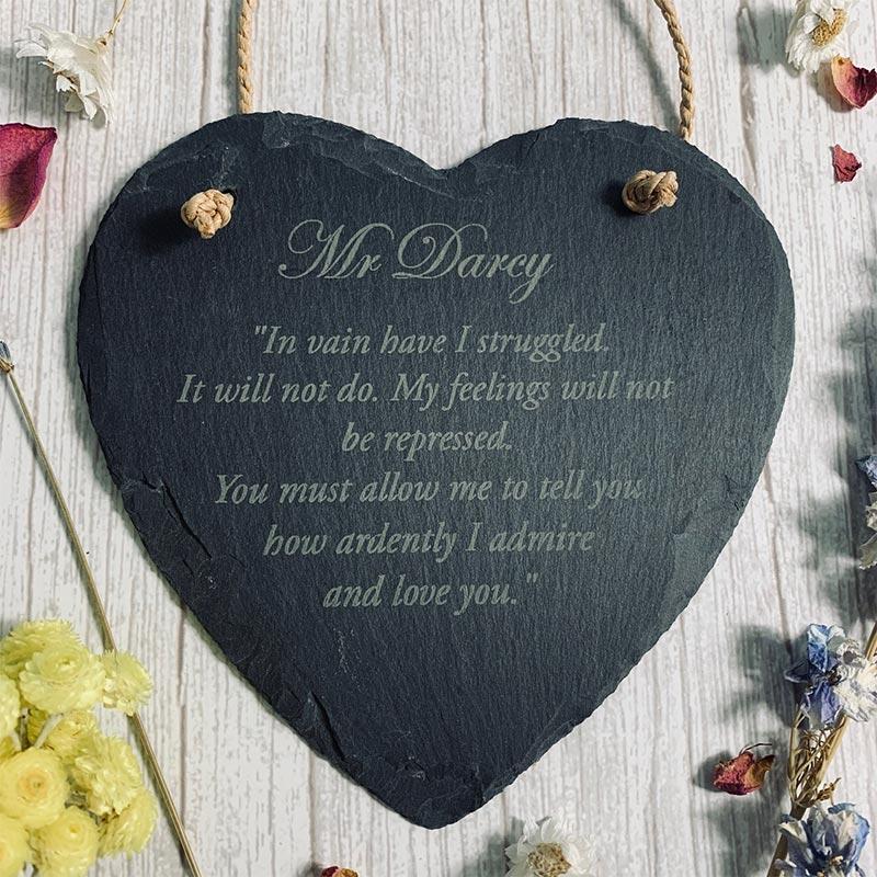 Darcy Quote Slate Plaque - JaneAusten.co.uk