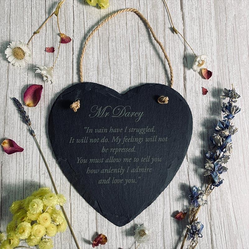 Darcy Quote Slate Plaque - JaneAusten.co.uk