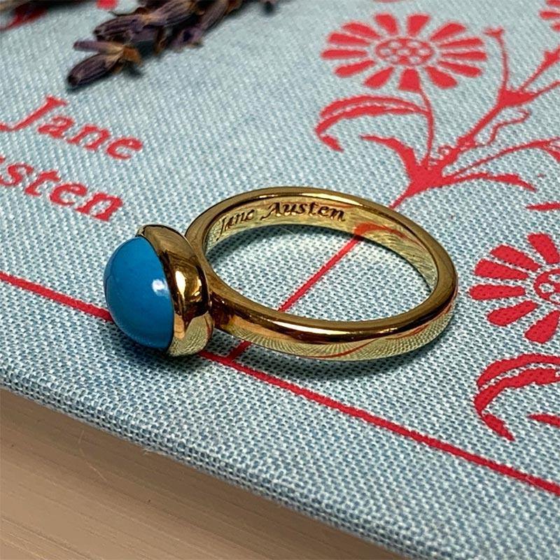 Jane Austen's Ring Replica in Turquoise and Gold-Plated Silver - JaneAusten.co.uk