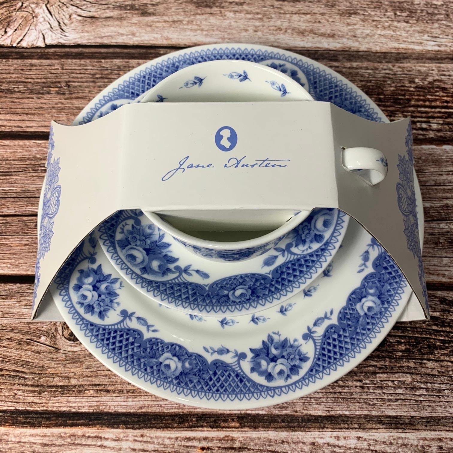 Exclusive Bone China Regency Teacup, Saucer and Plate Set - Jane Austen Netherfield Collection