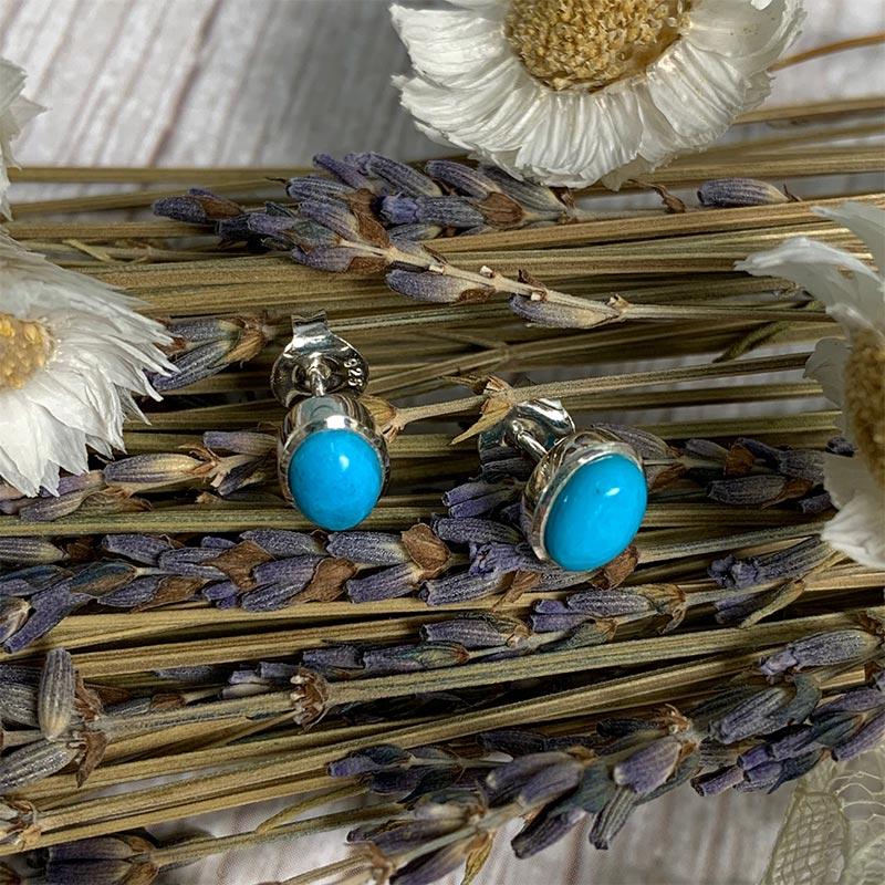 Jane Austen Turquoise Earrings on lavender stems