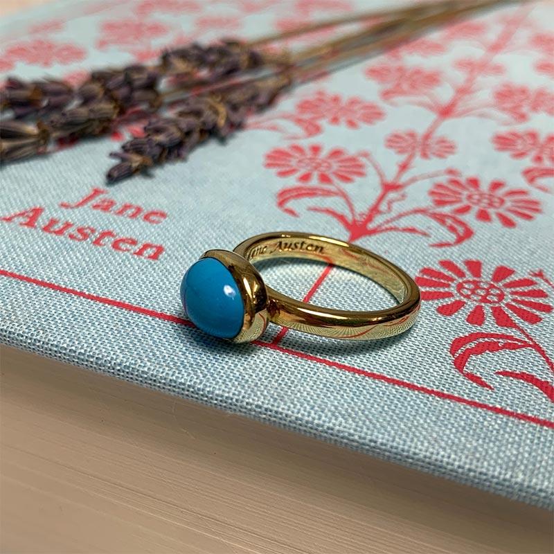 Jane Austen's Ring Replica in Turquoise and Gold-Plated Silver - JaneAusten.co.uk