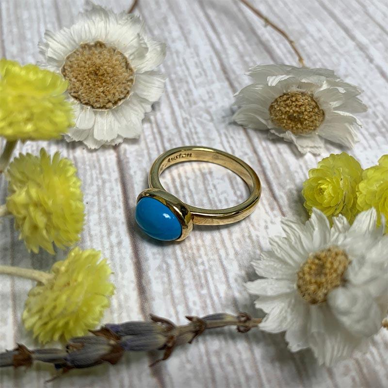 Jane Austen's Ring Replica in Turquoise and Gold-Plated Silver - JaneAusten.co.uk