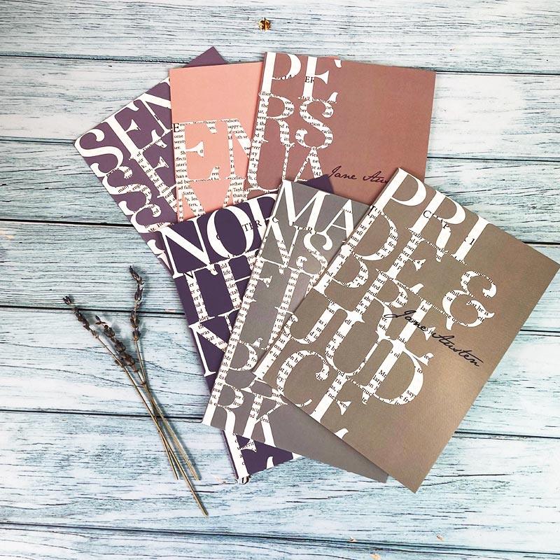 Jane Austen Typography Notecards - Pack of 6