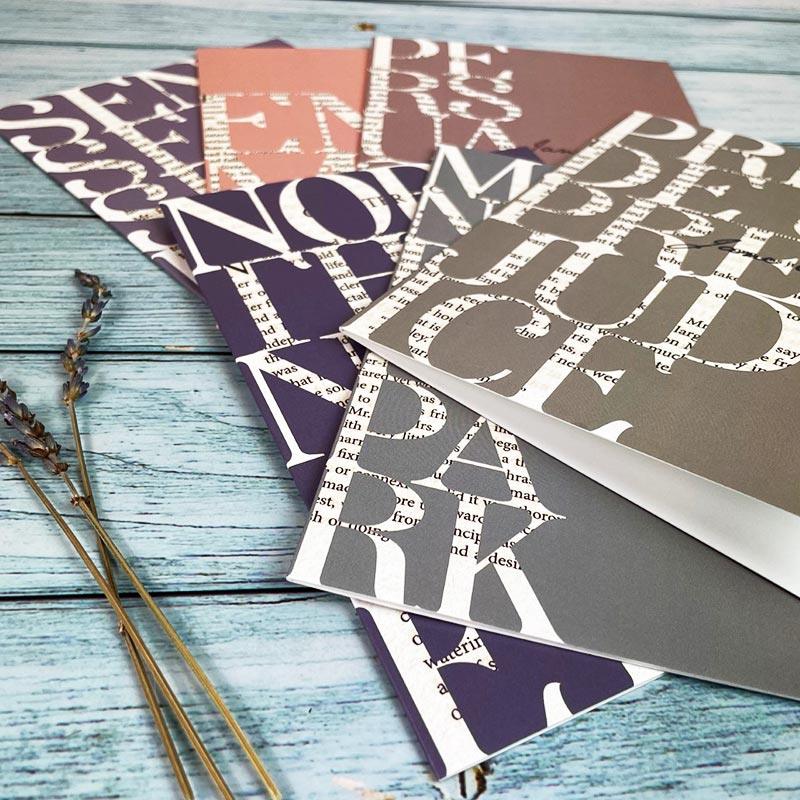 Jane Austen Typography Notecards - Pack of 6