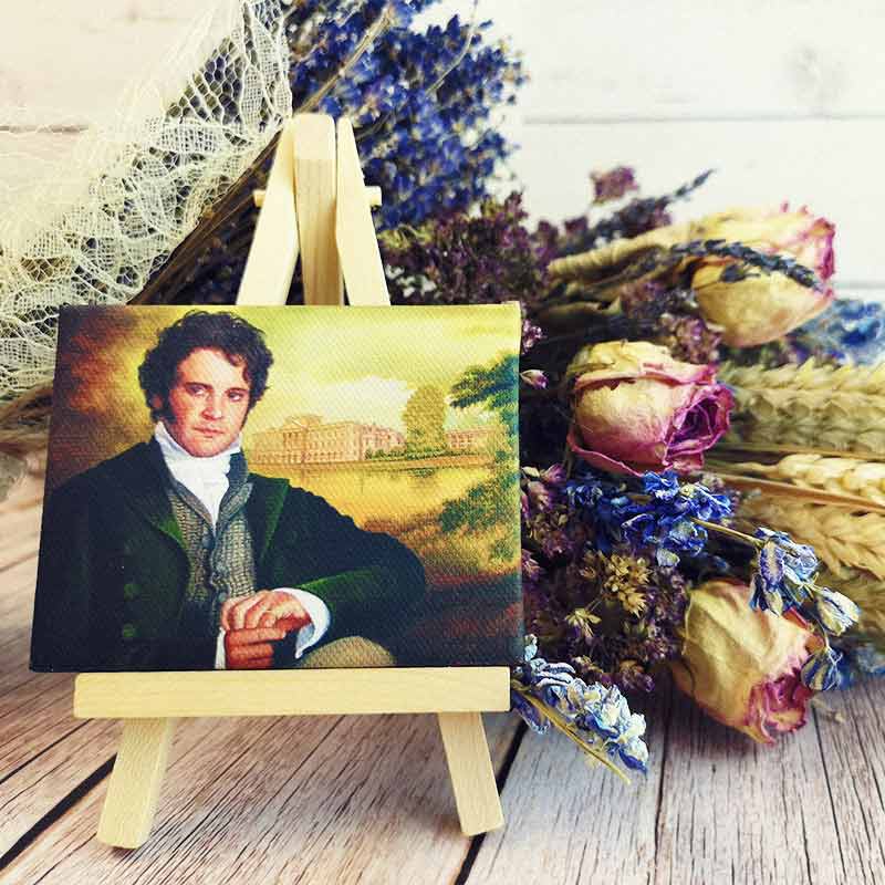 Mr. Darcy Miniature Canvas and Easel - JaneAusten.co.uk