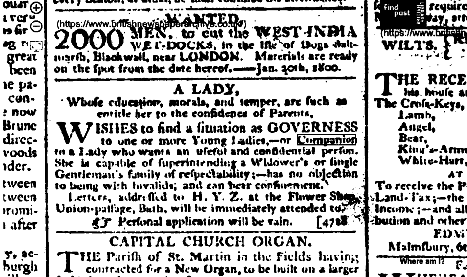 Miss Leeson's Advertisement