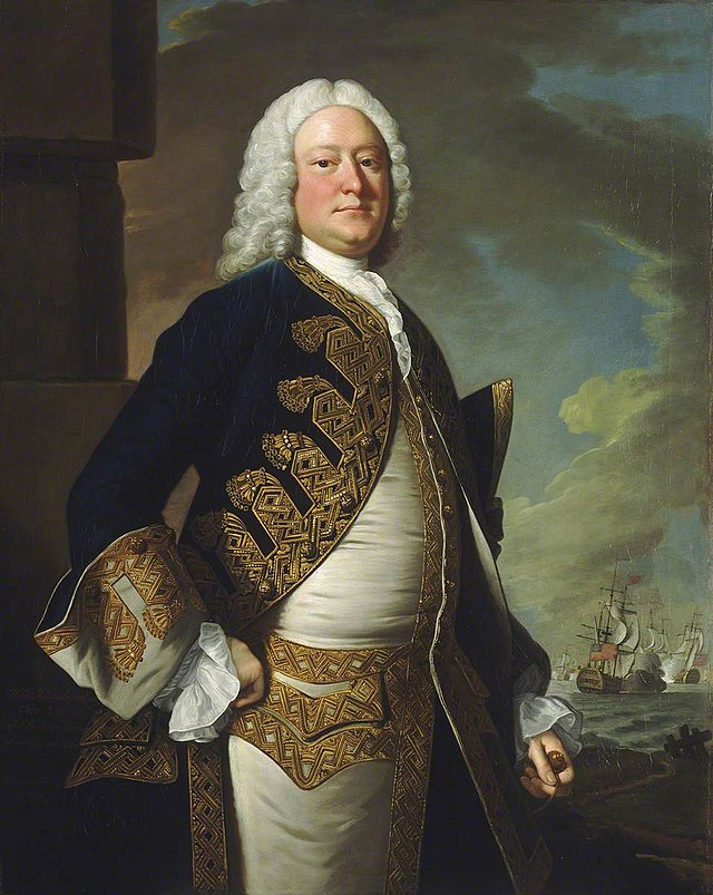 homas Hudson (1701-1779) - Admiral John Byng (1704–57), Admiral of the Blue - BHC2590 - Royal Museums Greenwich.