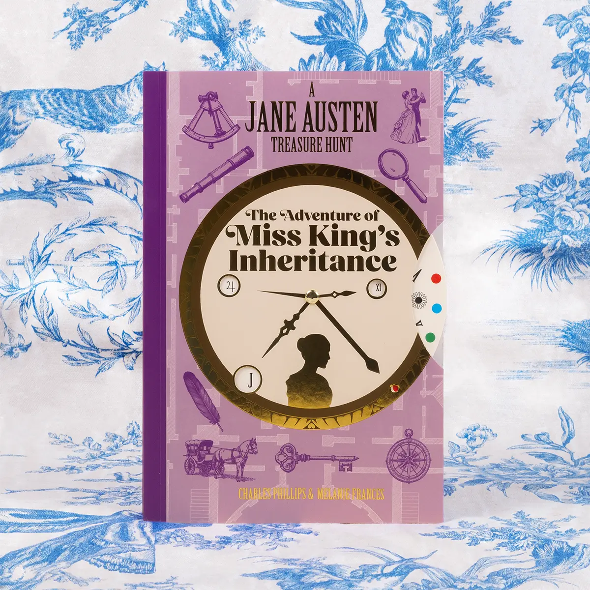 Jane Austen Treasure Hunt book on a blue and white regency background