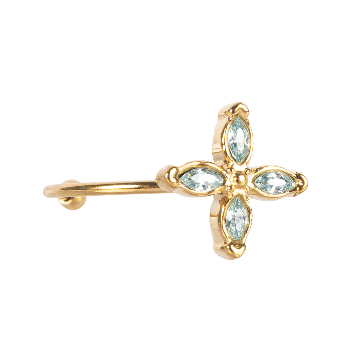 Gold and aquamarine ring