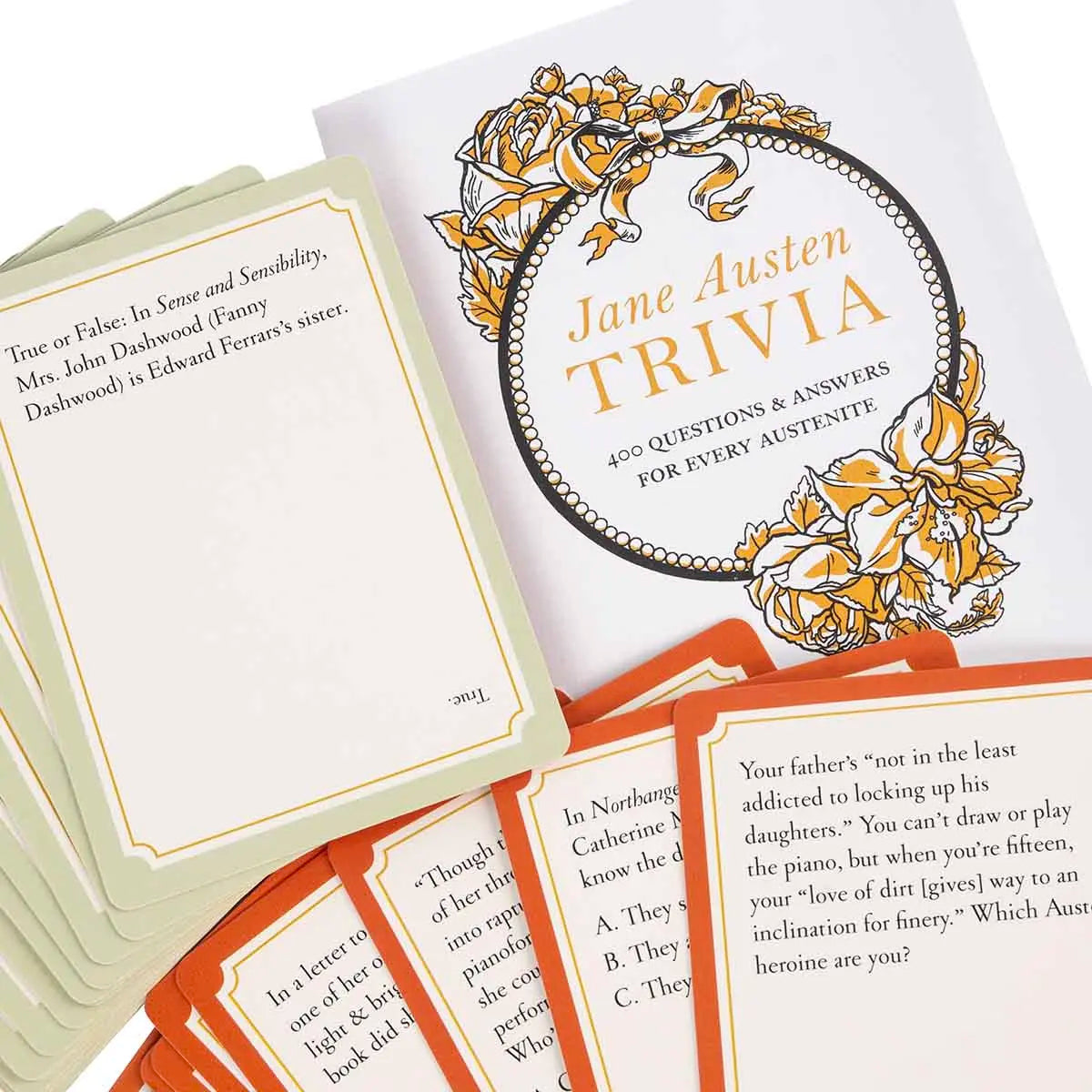 Jane Austen Trivia game cards and instruction booklet