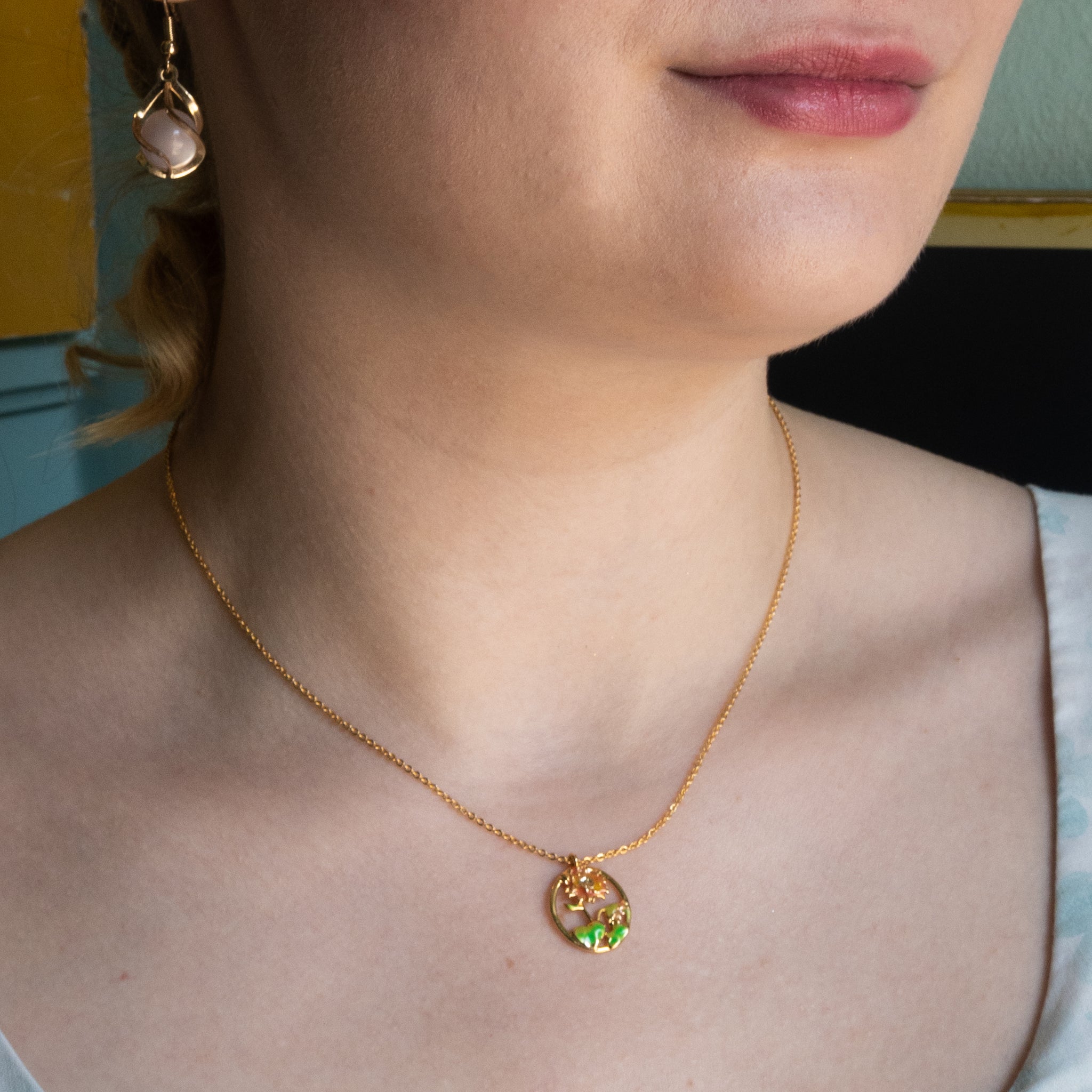 Gold and Enamel Birth Flower Necklace
