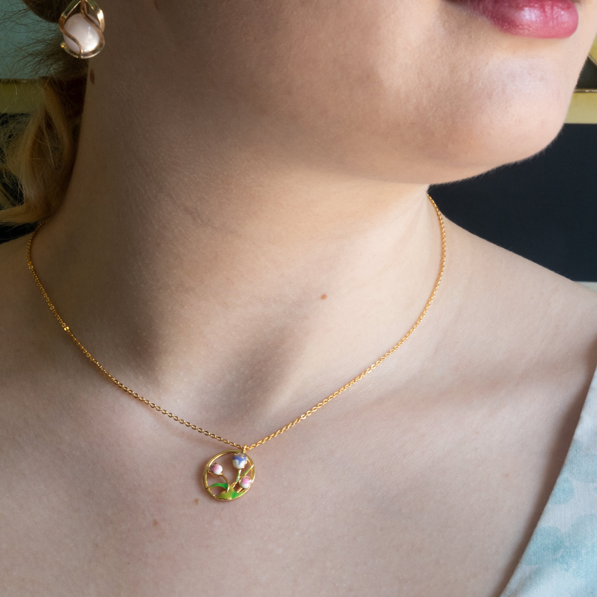 Gold and Enamel Birth Flower Necklace