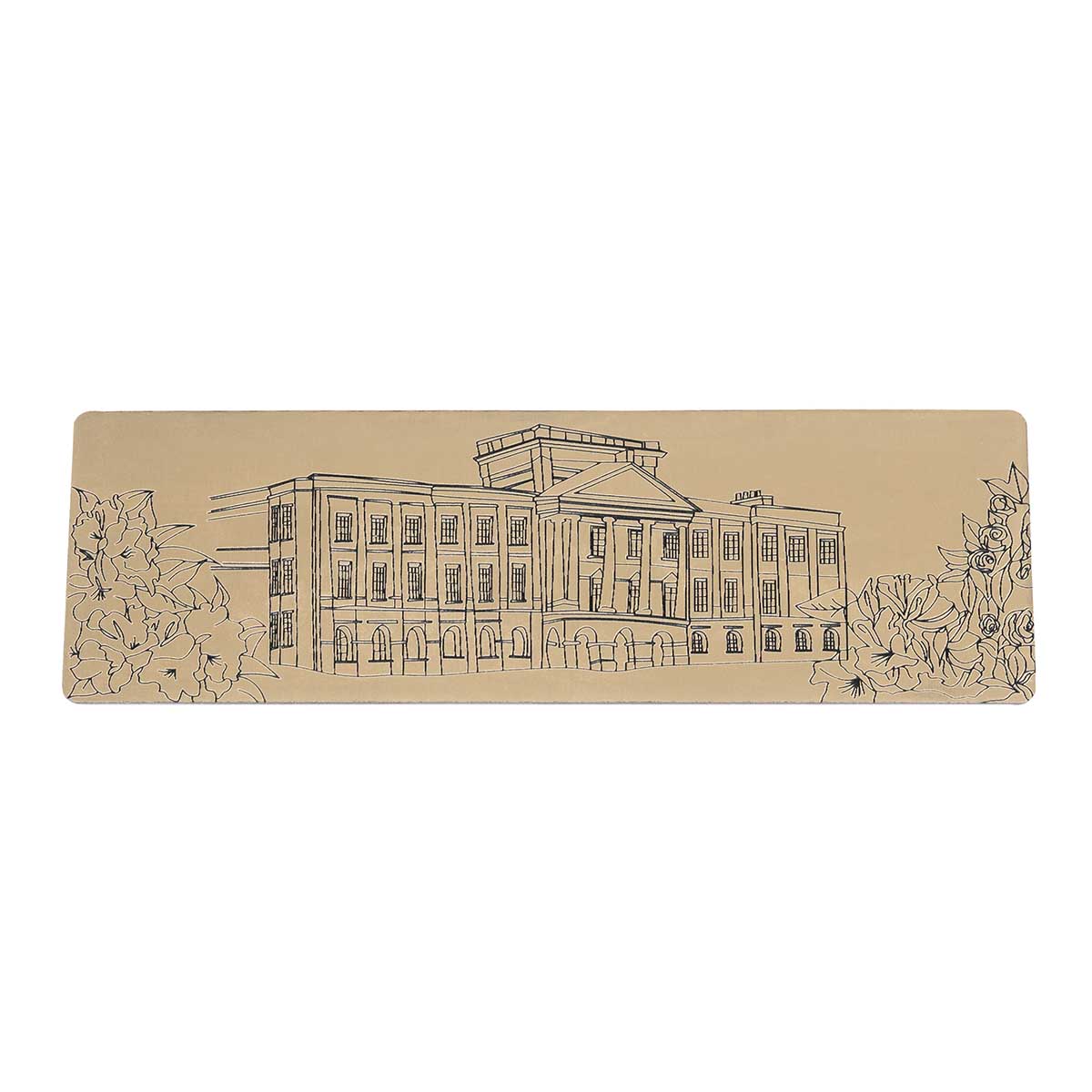 Gold coloured Bookmark with Permberly building design etched into it