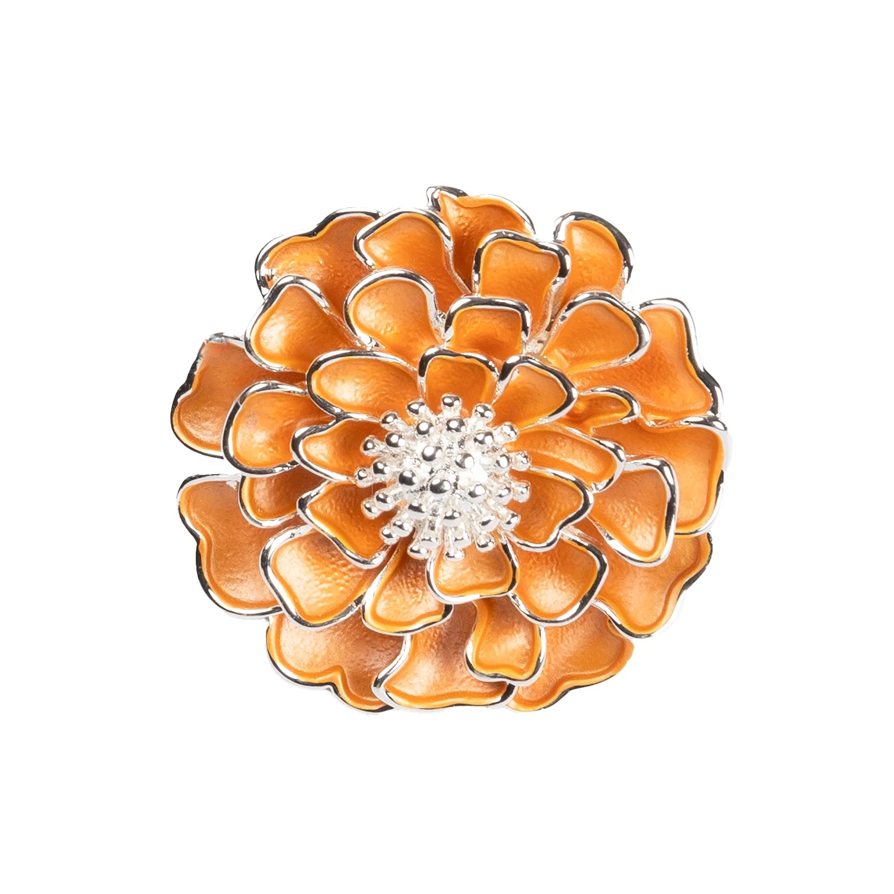 Chawton Marigold Handcrafted Brooch in Silver