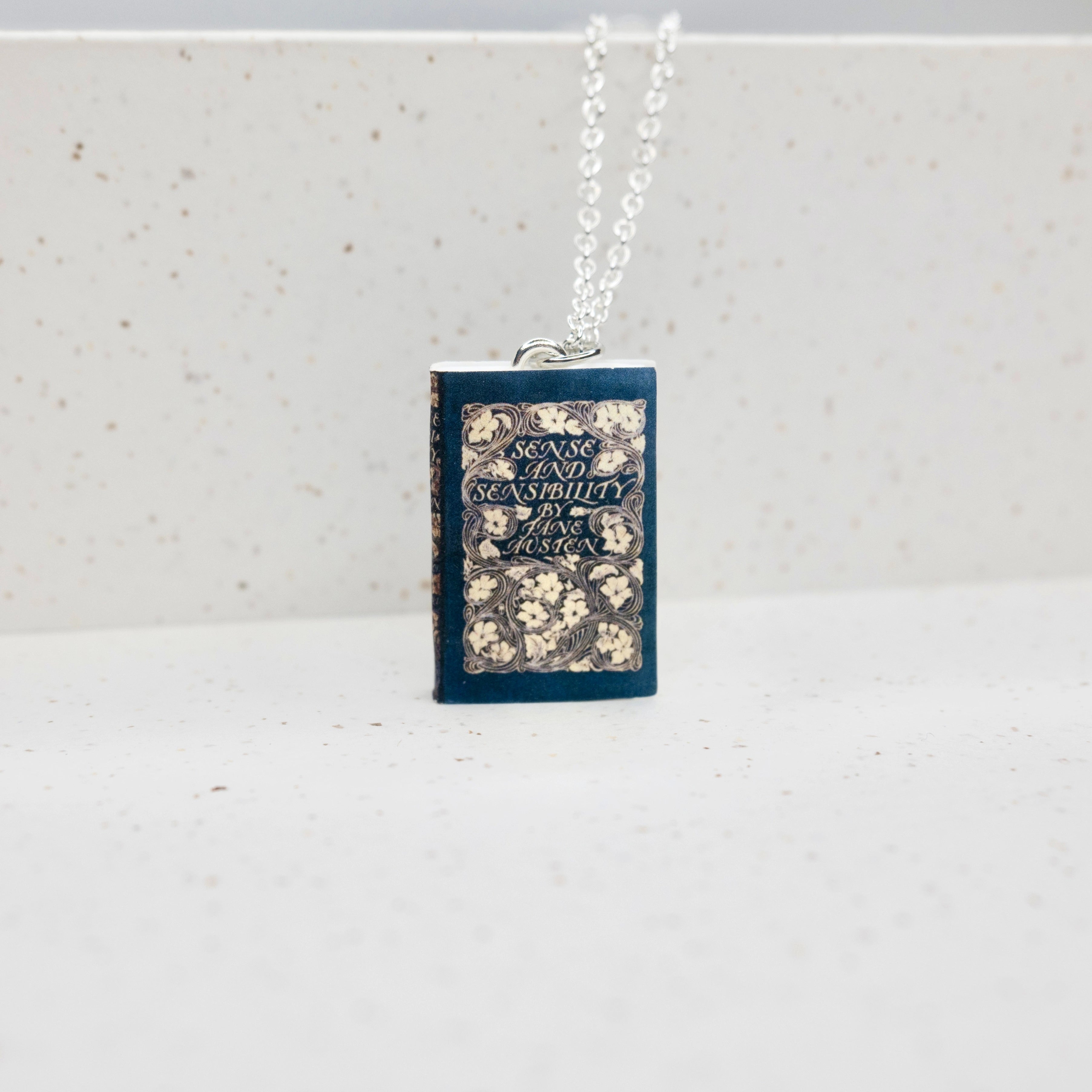 'Sense & Sensibility' Book Cover Necklace in Silver