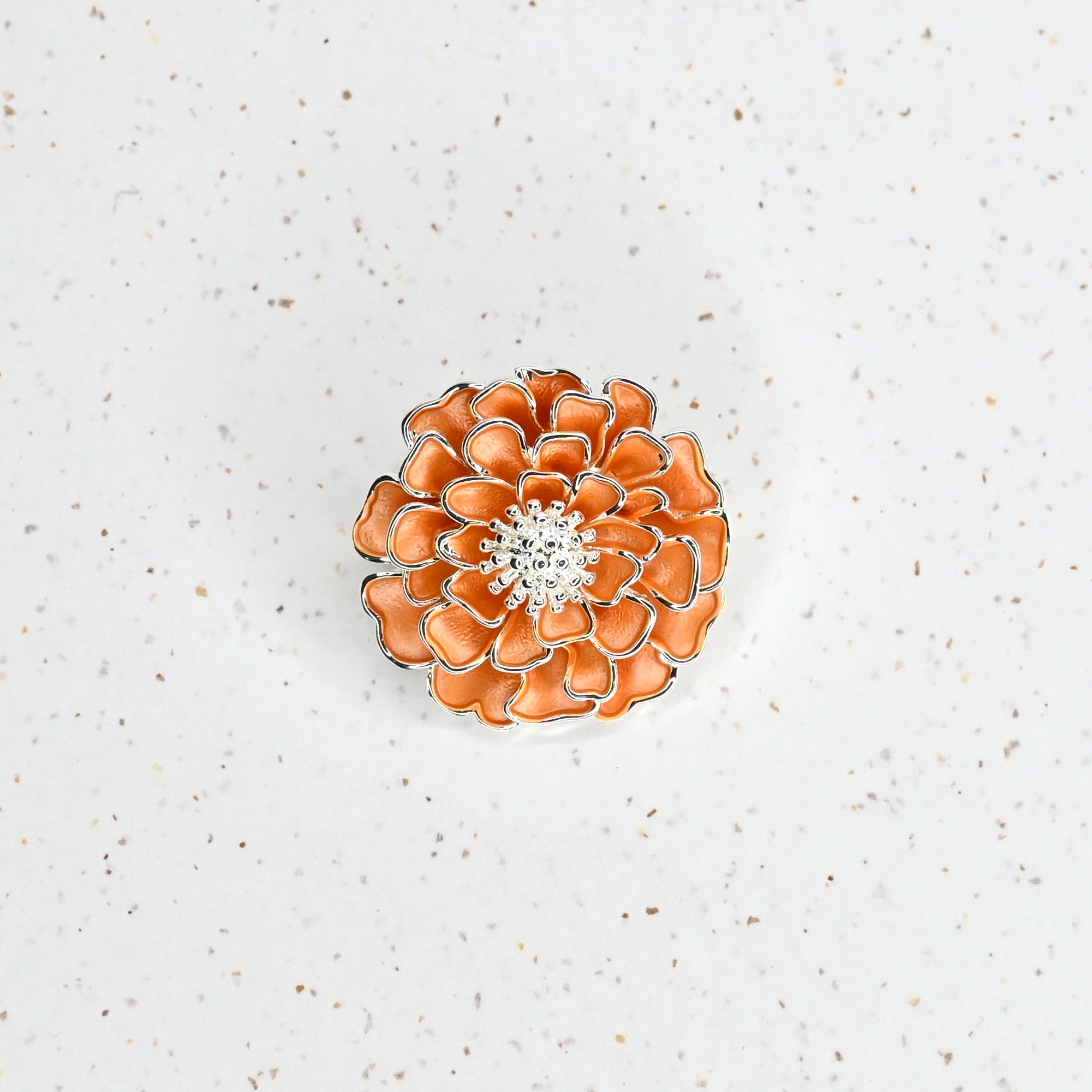 Chawton Marigold Handcrafted Brooch in Silver