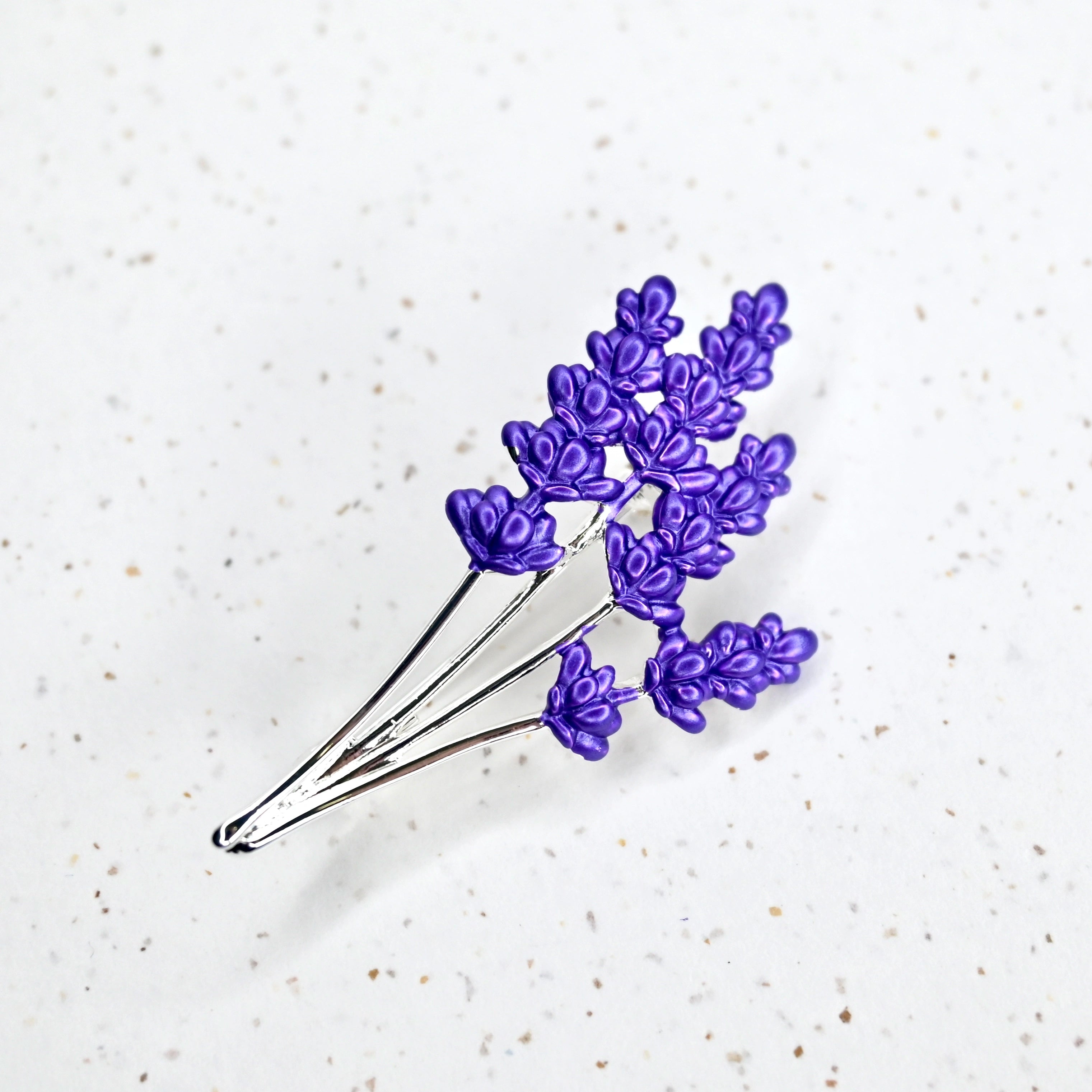 Handcrafted Lavender Brooch in Silver