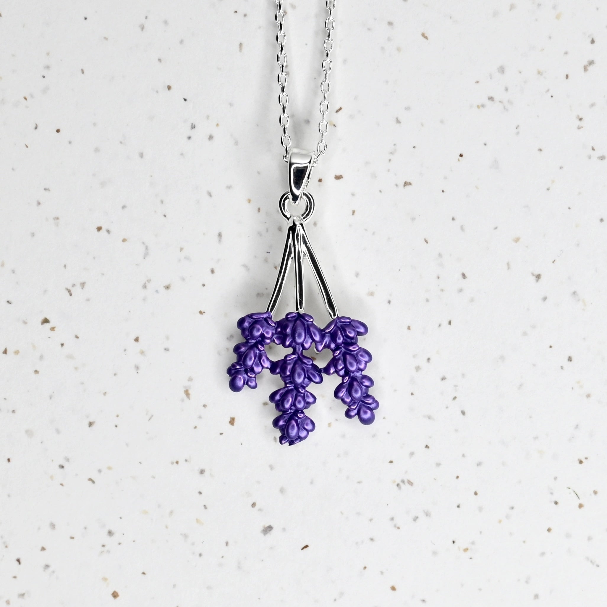 Handcrafted Lavender Necklace in Silver