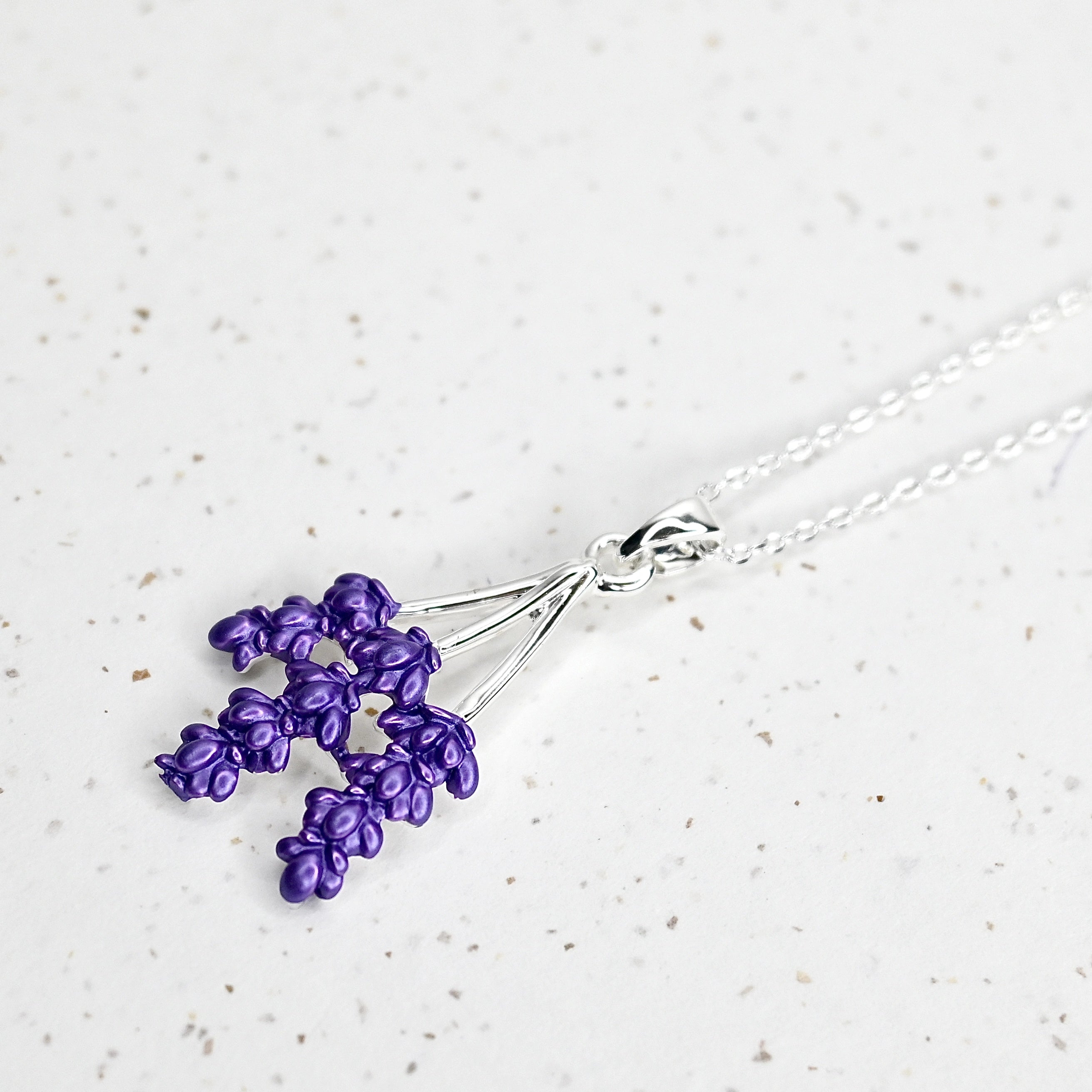 Handcrafted Lavender Necklace in Silver