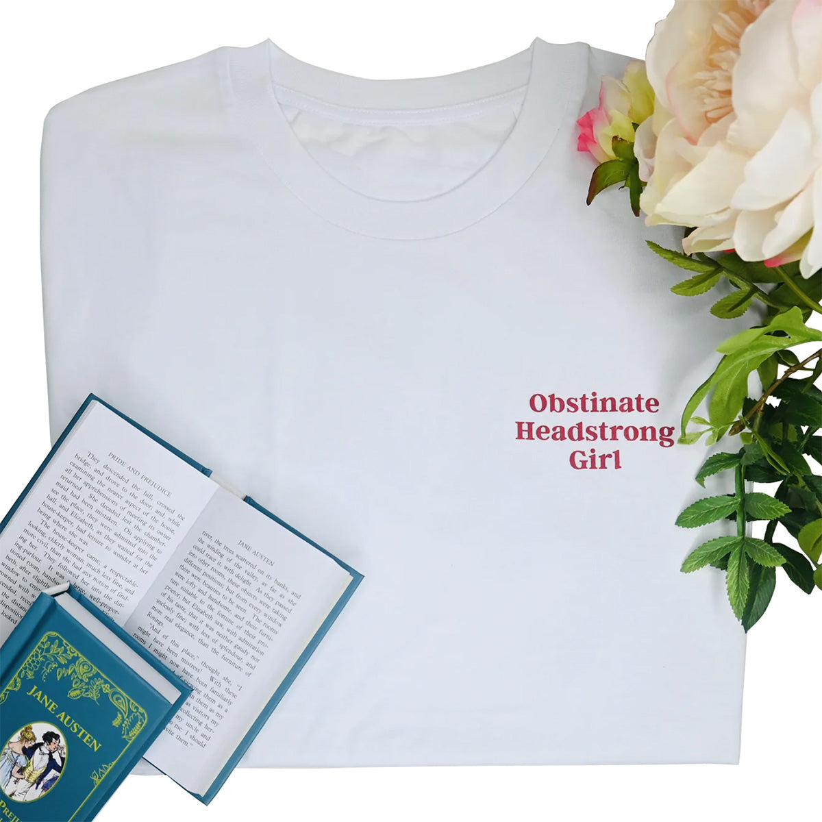 Bloemen "Obstinate headstrong Girl" t-shirt in gespikkelde crème