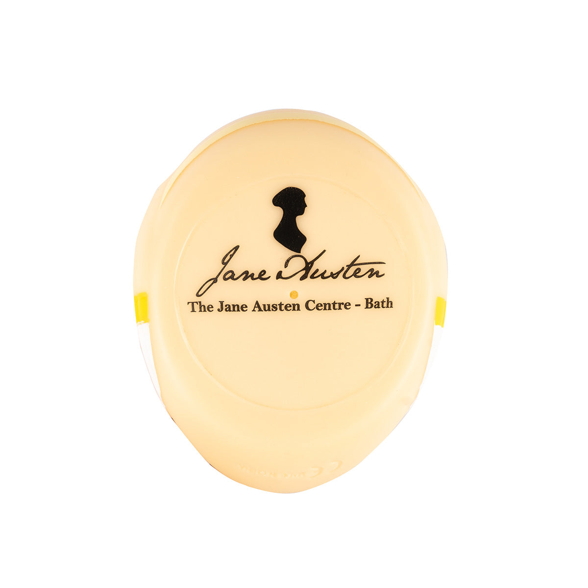 Under side of rubber duck reads 'Jane Austen - The Jane Austen Centre - Bath'